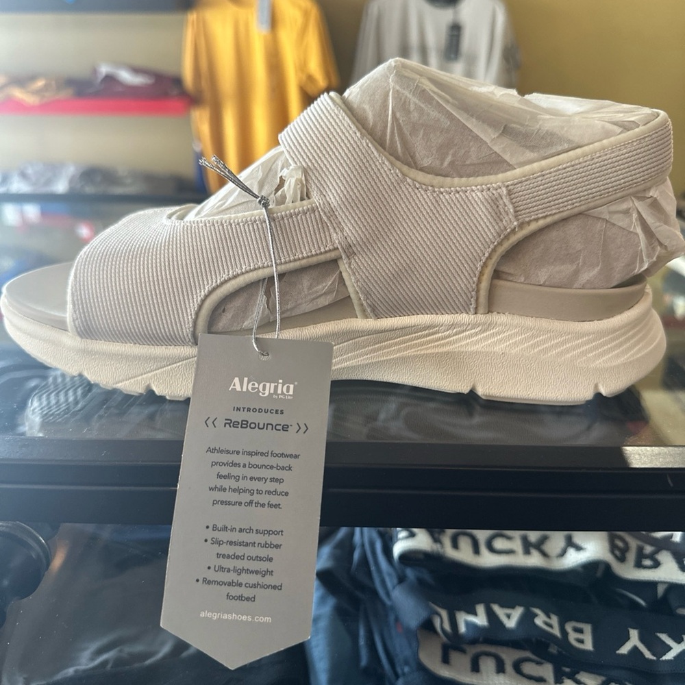 Alegria Cream Sandals Supportive Adjustable Straps